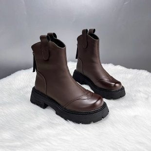Dunkelbraune Chelsea-Boots seitlich mit Reißverschluss und Zugschlaufe