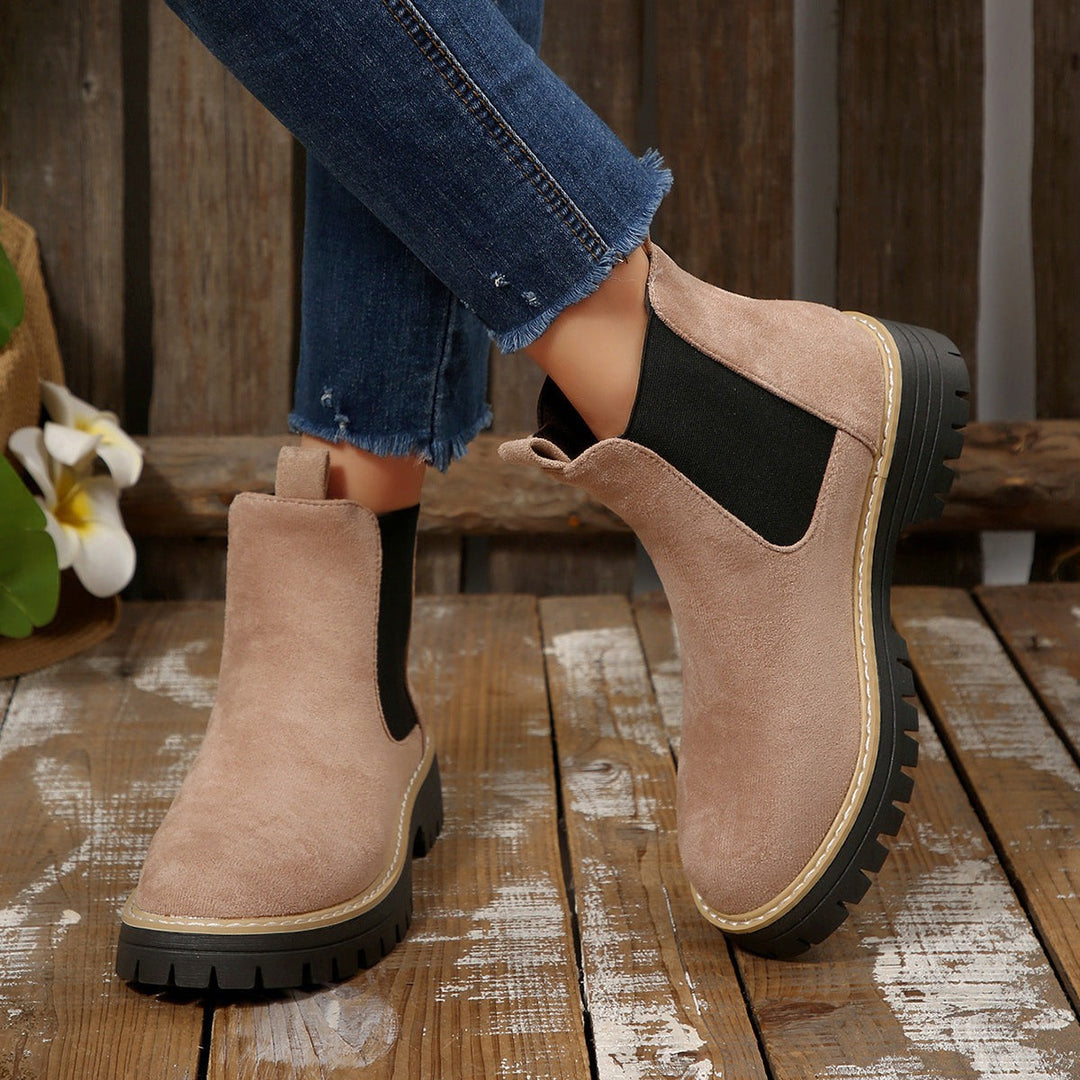 Rosa Chelsea-Boots aus Veloursleder mit elastischem Seiteneinsatz