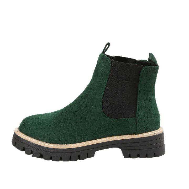 Dunkelgrüner Chelsea-Boot aus Veloursleder mit robuster Sohle