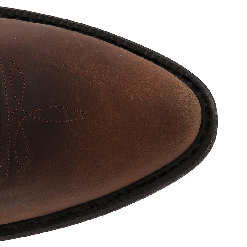 Braune Lederstiefel im Westernstil mit spitz zulaufender Schuhspitze