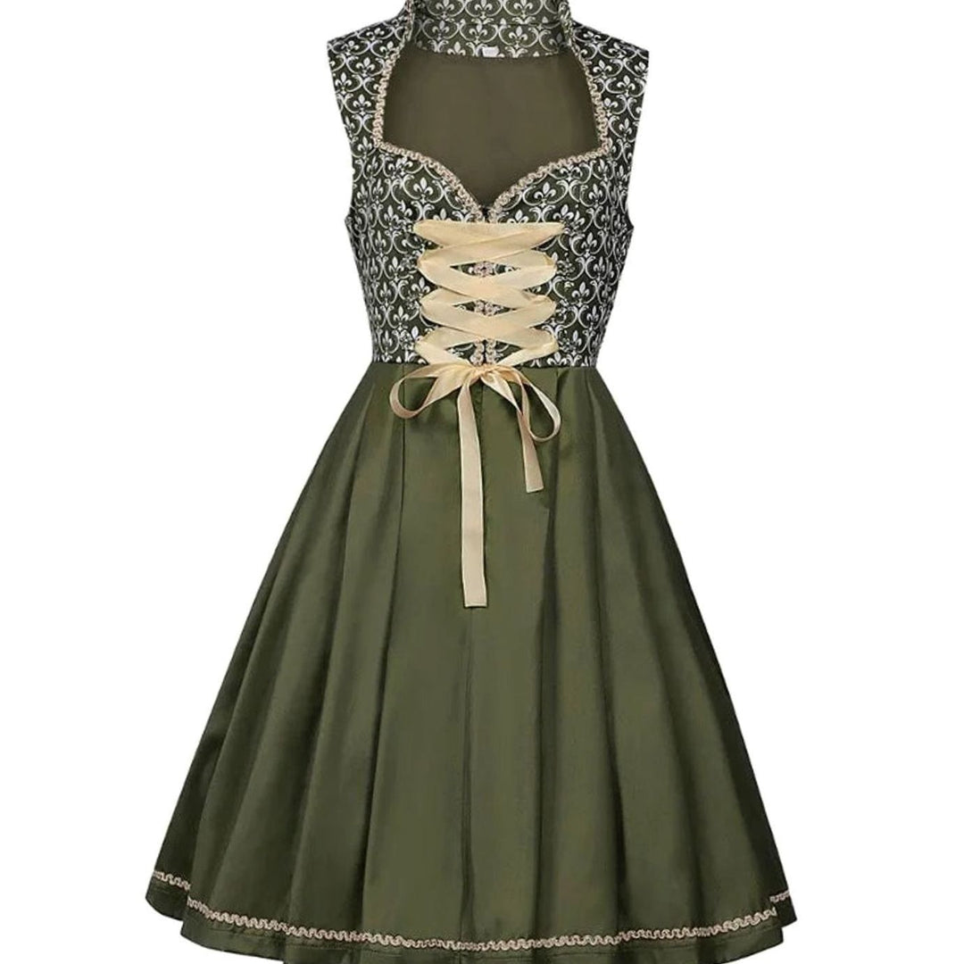 Midi-Dirndl mit Herzausschnitt und Schnürung, Rock ohne Spitzenschürze