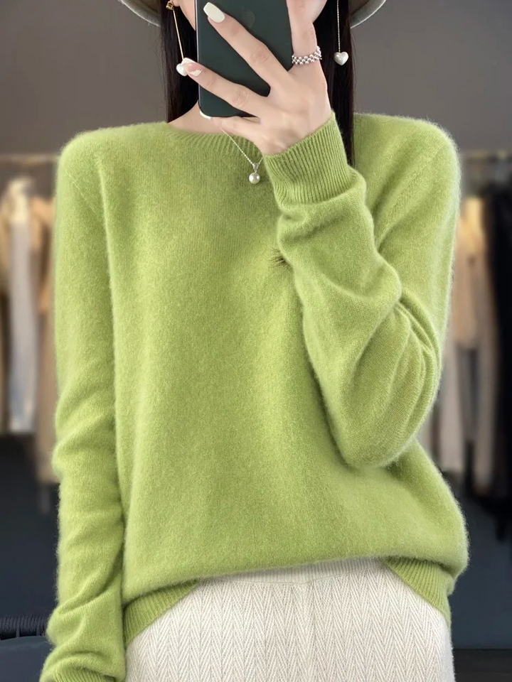 Strickpullover in Limettengrün mit rundem Ausschnitt und lockerer Passform