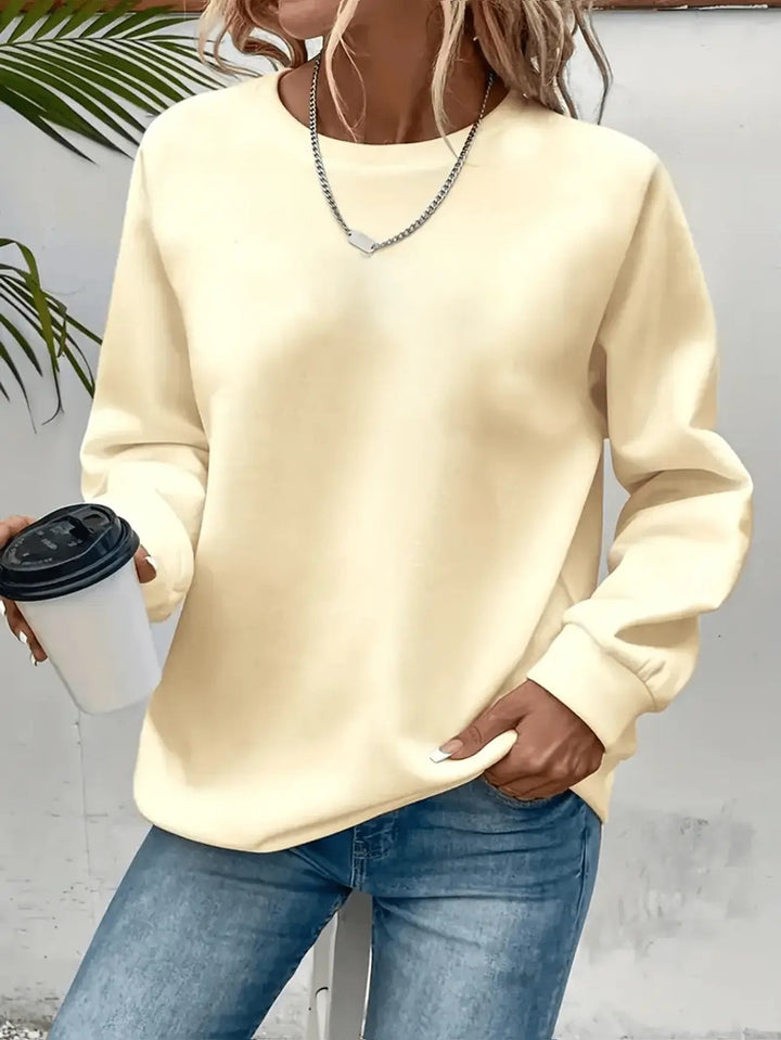 Cremefarbenes Sweatshirt mit langen Ärmeln im legeren Oversized-Look
