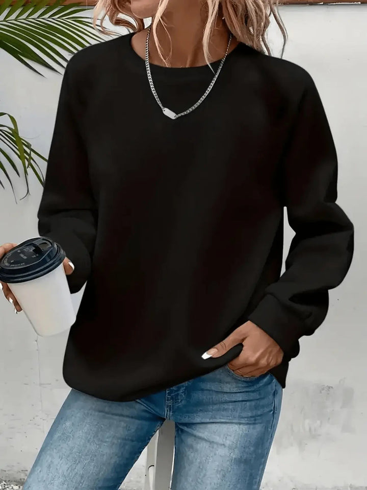 Schwarzes Sweatshirt mit rundem Ausschnitt im entspannten Casual-Stil