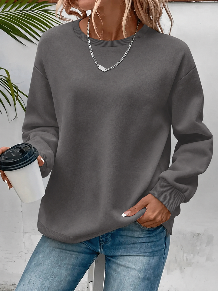 Graues Sweatshirt mit geripptem Saum und langen Ärmeln