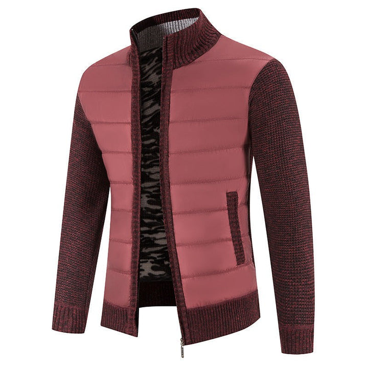 Herren Bomberjacke rosa mit Steppfront und meliertem Strickärmel