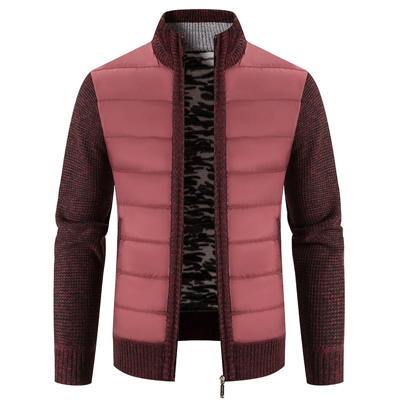 Steppjacke altrosa mit Strickärmeln und kontrastfarbenem Bund