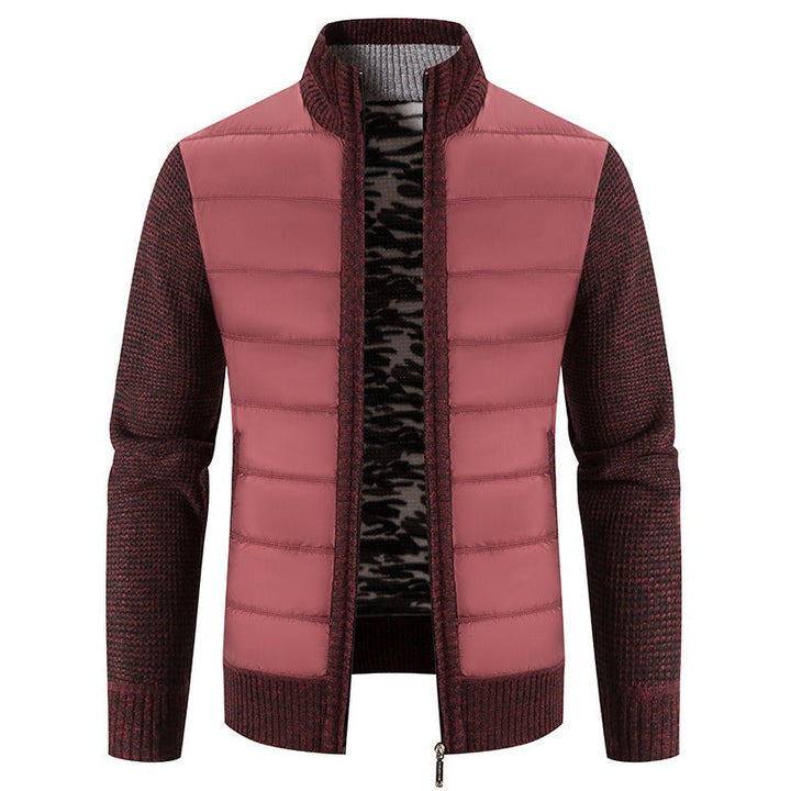 Steppjacke altrosa mit Strickärmeln und kontrastfarbenem Bund