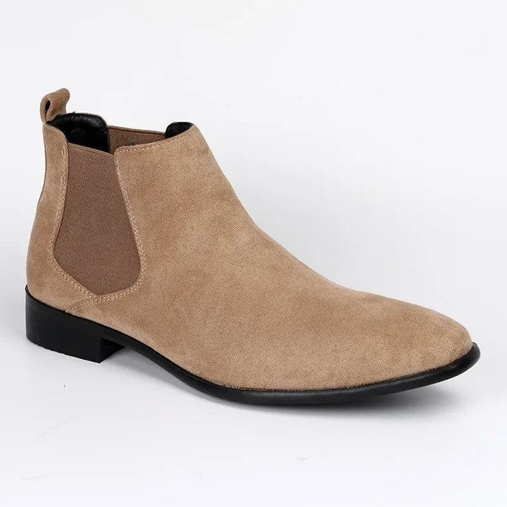 Chelsea Boots Herren in Beige aus Wildleder mit elastischem Seiteneinsatz