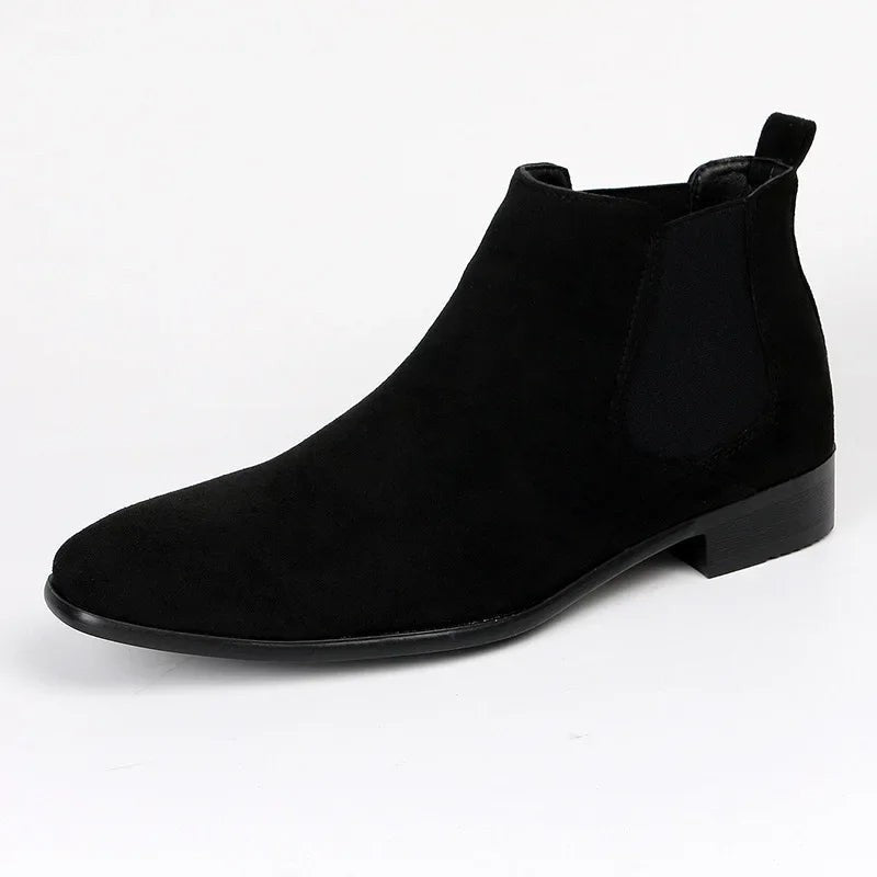 Schwarze Chelsea Boots Herren aus Veloursleder mit spitzer Schuhform