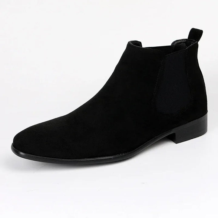 Schwarze Chelsea Boots Herren aus Veloursleder mit spitzer Schuhform