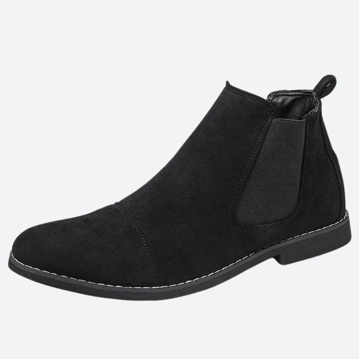 Schwarze Chelsea Boots aus Wildleder mit elastischem Seiteneinsatz und Zugschlaufe