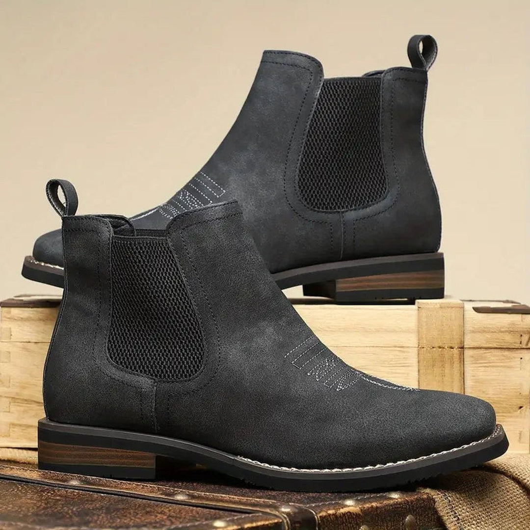 Schwarze Chelsea Boots Herren mit dezenter Western-Naht