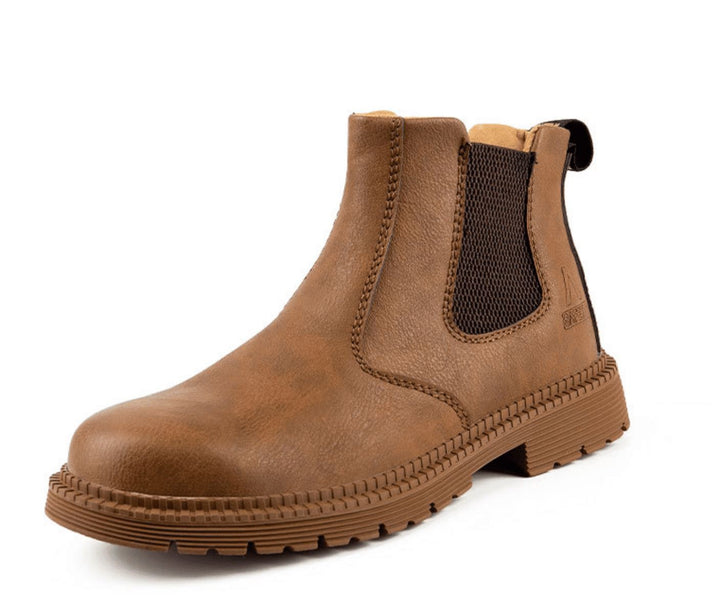 Cognacfarbene Chelsea-Boots aus Leder mit dezenter Naht und Zugschlaufe