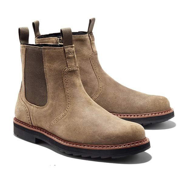Chelsea-Boots Herren aus Wildleder in Taupe mit robuster Profilsohle