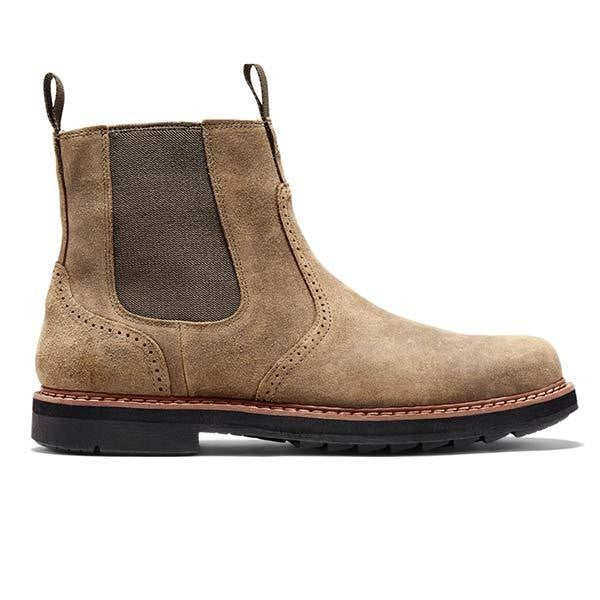 Wildleder-Chelsea-Boot in Taupe mit elastischem Seiteneinsatz seitlich