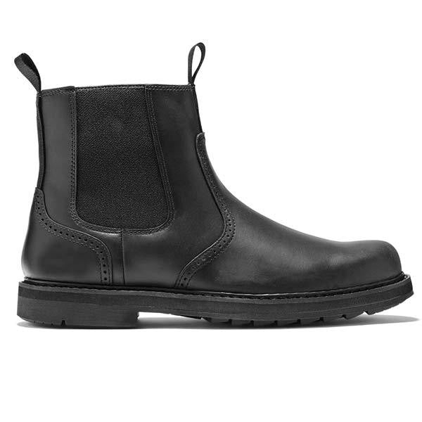 Schwarzer Leder-Chelsea-Boot mit elastischem Einsatz und rutschfester Sohle