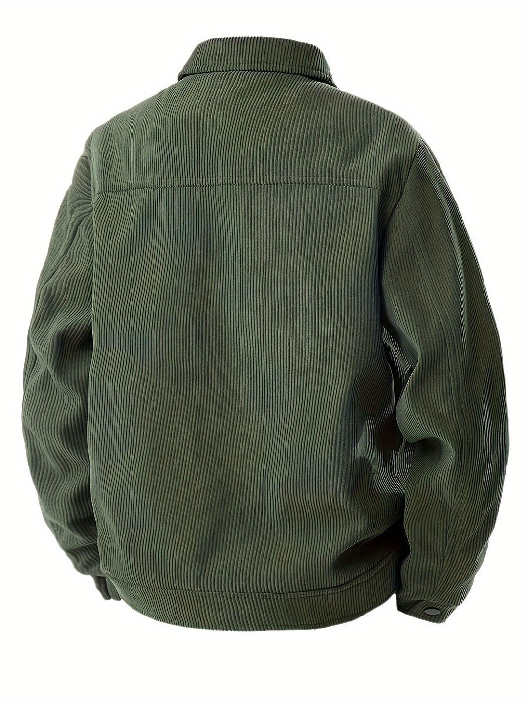 Rückansicht der olivgrünen Cord-Hemdjacke aus Herrenkollektion