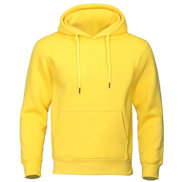 Gelbes Kapuzensweatshirt mit Kordelzug, casual geschnitten, Vorderansicht