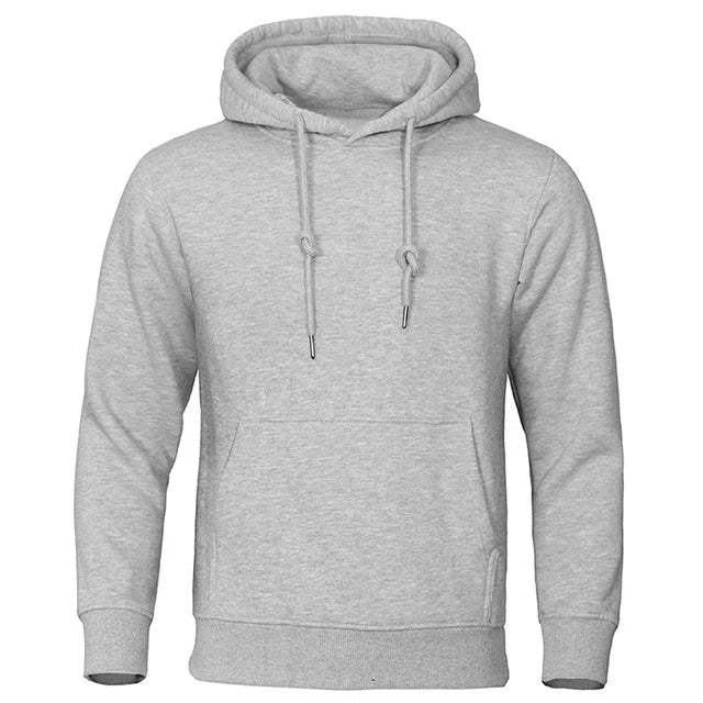 Meliertes graues Kapuzensweatshirt mit Kordelzug, Vorderansicht