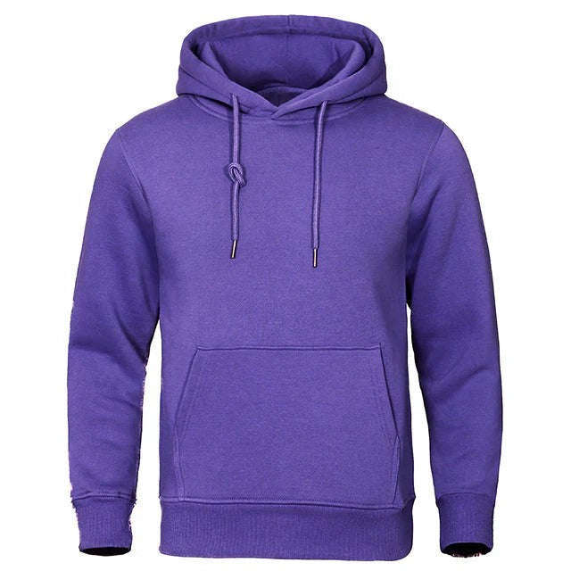 Violettes Herren-Kapuzensweatshirt mit Tasche, Frontalansicht