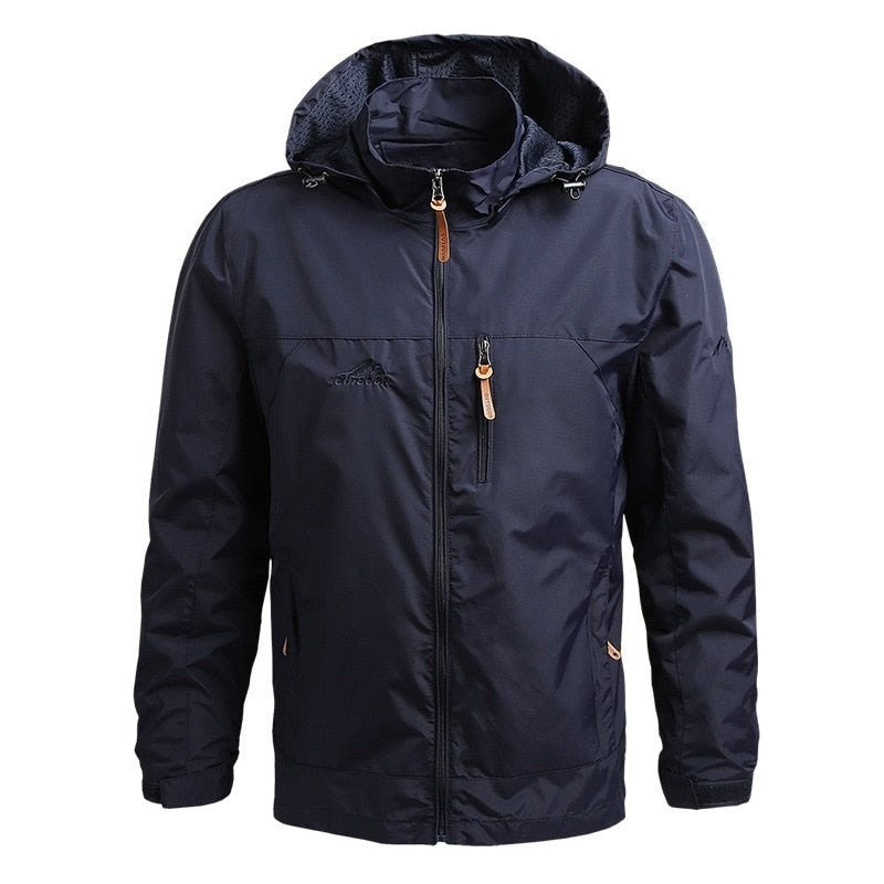 Marineblaue Softshell Jacke für Herren mit Kontrastdetails
