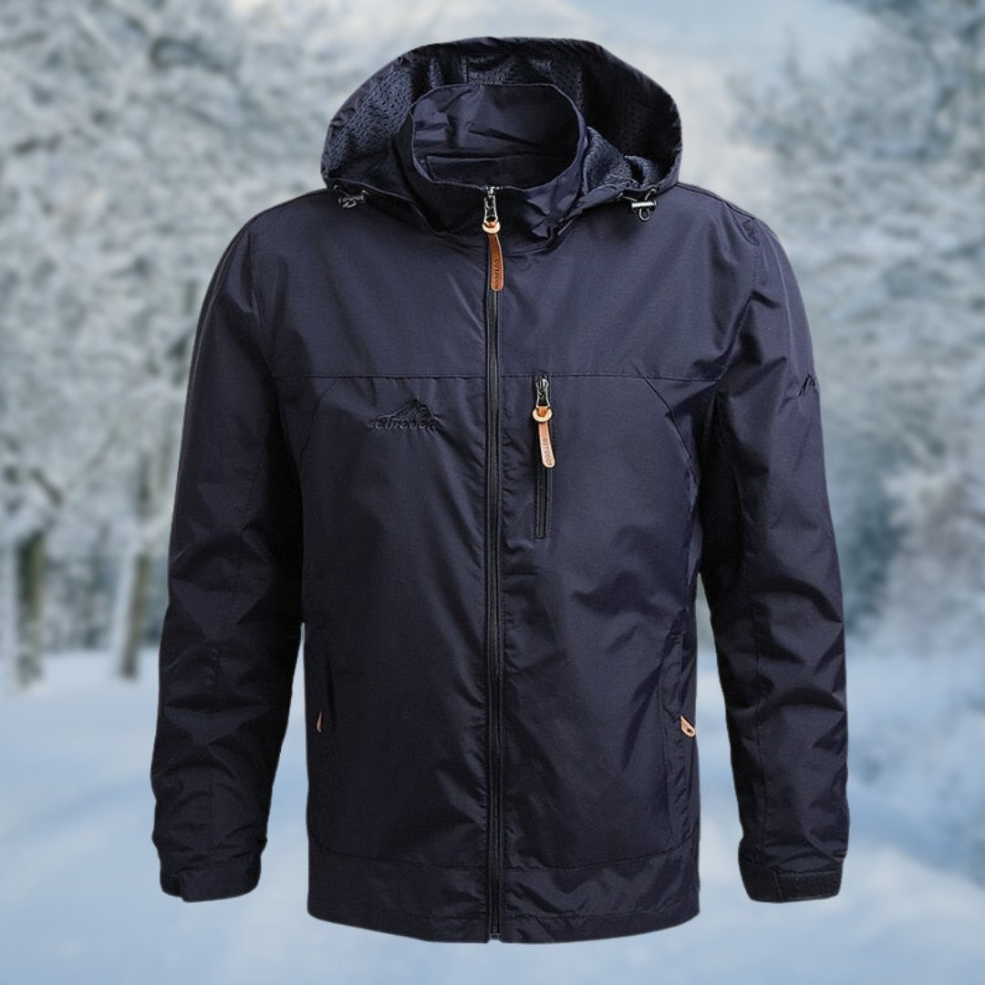 Dunkelblaue Herren Funktionsjacke mit Kapuze und Zippertaschen