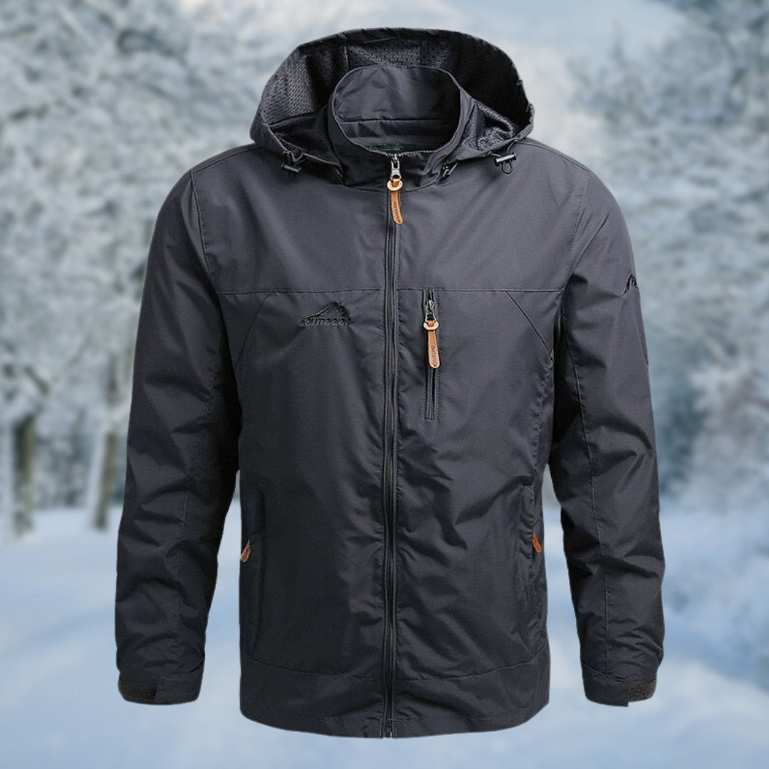 Anthrazitfarbene Softshell Jacke für Herren mit Kapuze