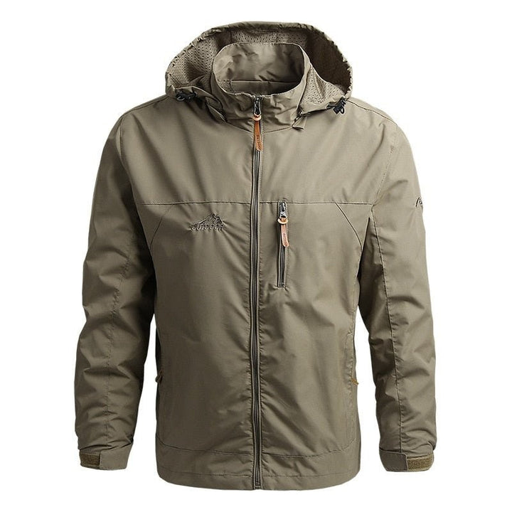 Beige Herren Windjacke mit Netzfutter in der Kapuze
