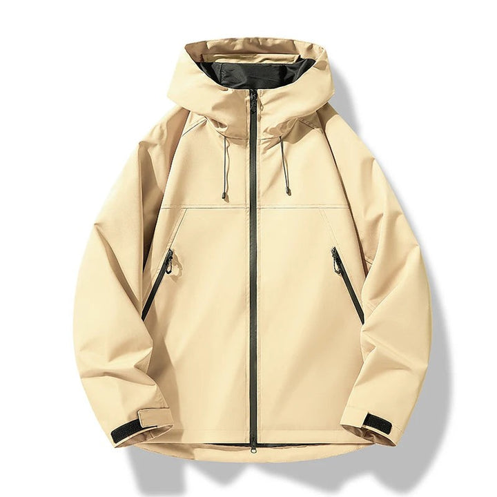 Beige Windjacke mit Kapuze und wasserdichtem Obermaterial