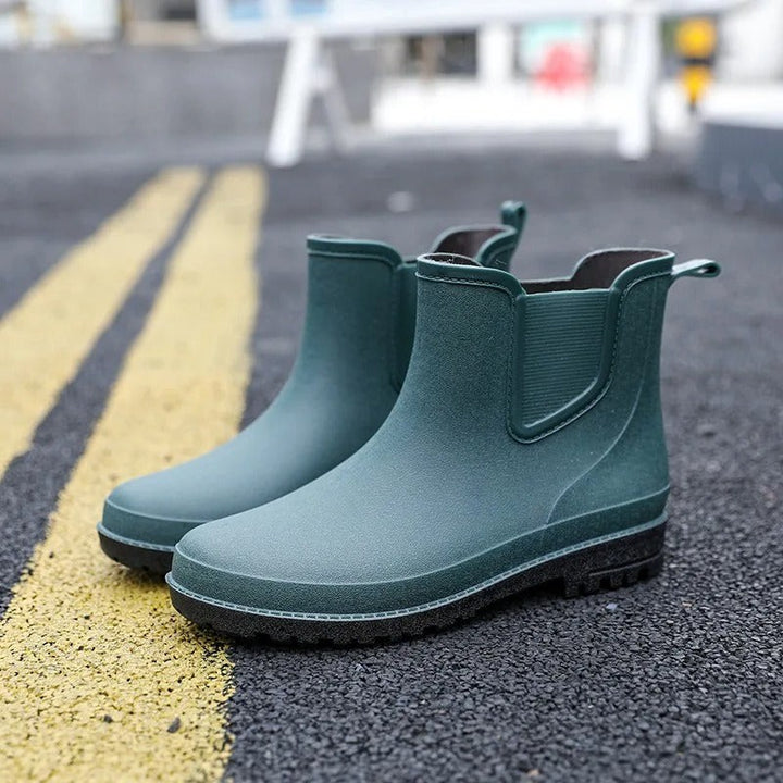 Grüne Regenstiefel im Chelsea-Stil mit rutschfester Gummisohle