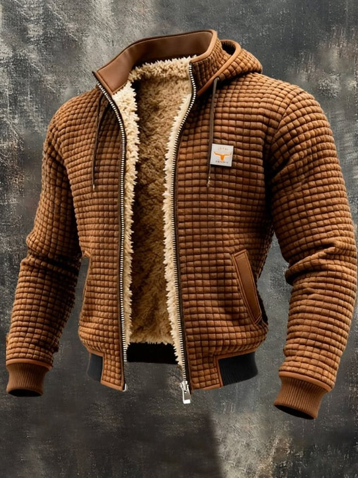 Karamellbraune Steppjacke mit Kapuze und flauschigem Innenfutter