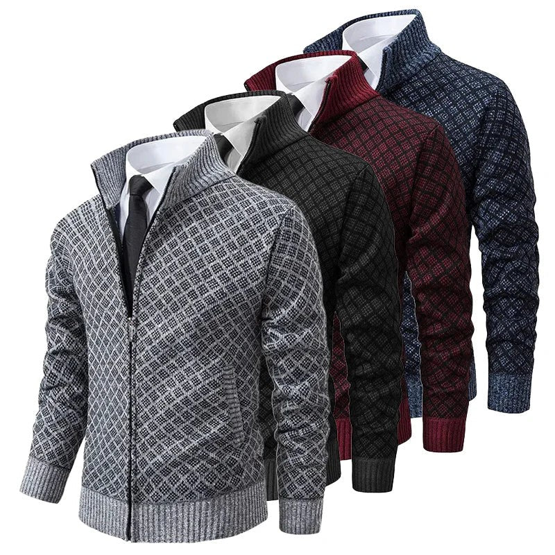 Herren-Strickjacken mit Stehkragen in Grau, Schwarz, Bordeaux und Blau