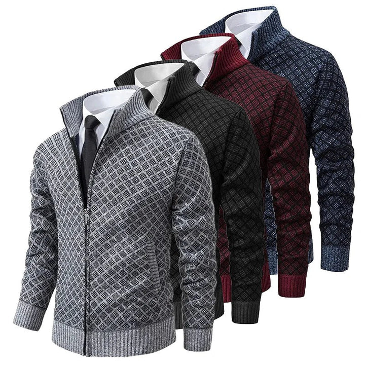 Herren-Strickjacken mit Stehkragen in Grau, Schwarz, Bordeaux und Blau