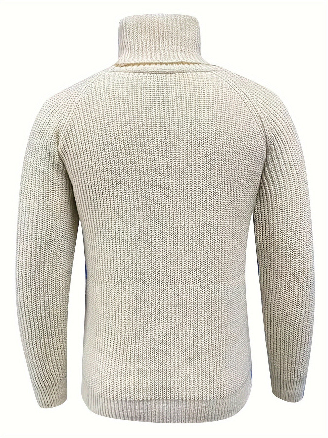 Rückansicht des groben Rollkragenpullovers in Beige-Melange
