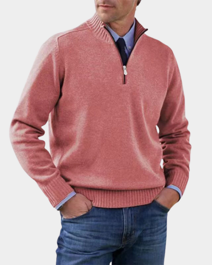 Altrosa Troyer Pullover mit Reißverschlusskragen im legeren Stil