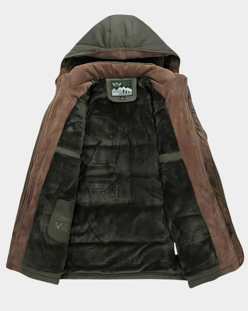 Winterjacke mit Kunstpelzkragen, Innenansicht mit flauschigem Fleecefutter