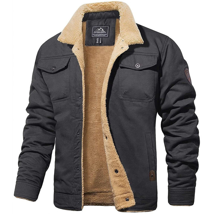 Fleecejacke für Herren in Anthrazit mit kuscheligem Fellkragen