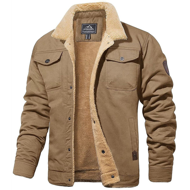 Herren Winterjacke khaki mit Fellkragen und mehreren Taschen