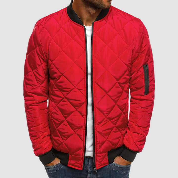 Rote gesteppte Winterjacke für Herren mit Kontrastbündchen
