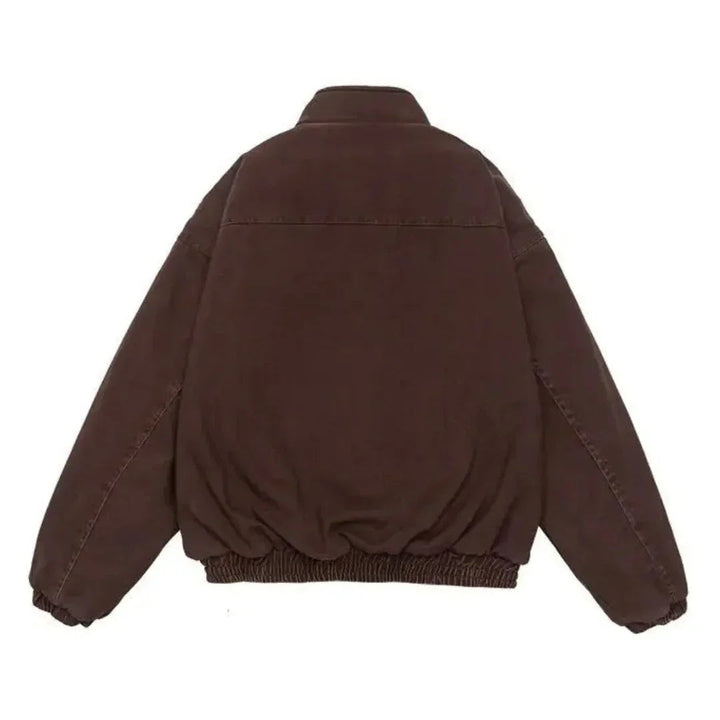 Braune Winterjacke für Herren, Rückenansicht mit elastischem Saum