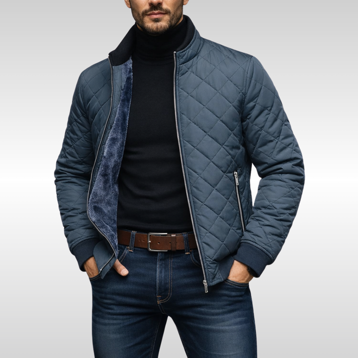 Steppjacke in Blaugrau mit Reißverschluss und weichem Innenfutter