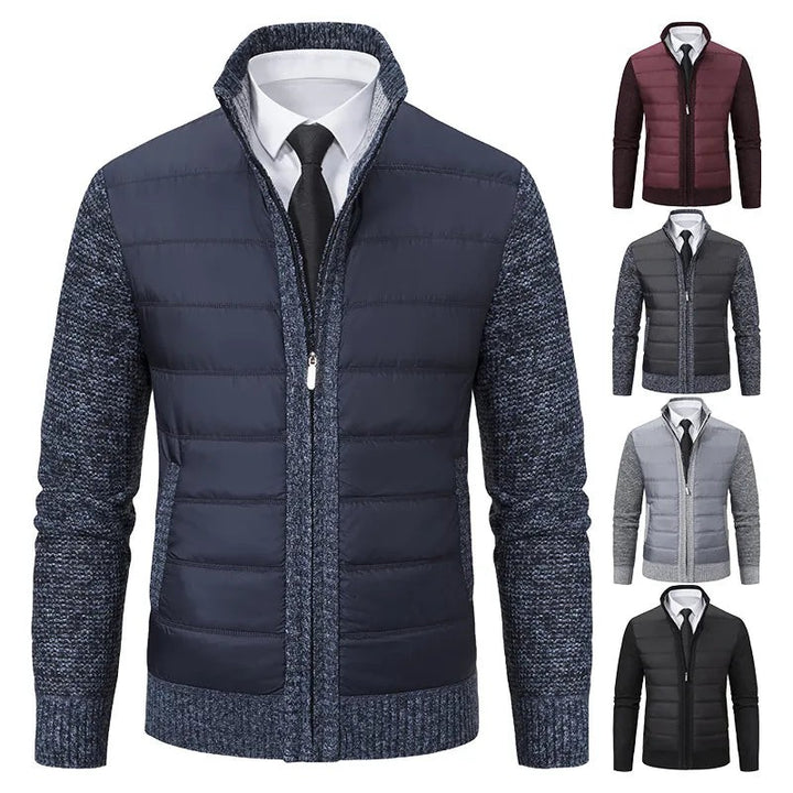 Anthrazitfarbene Herrenjacke mit Strickdetails, verschiedene Farbvarianten sichtbar