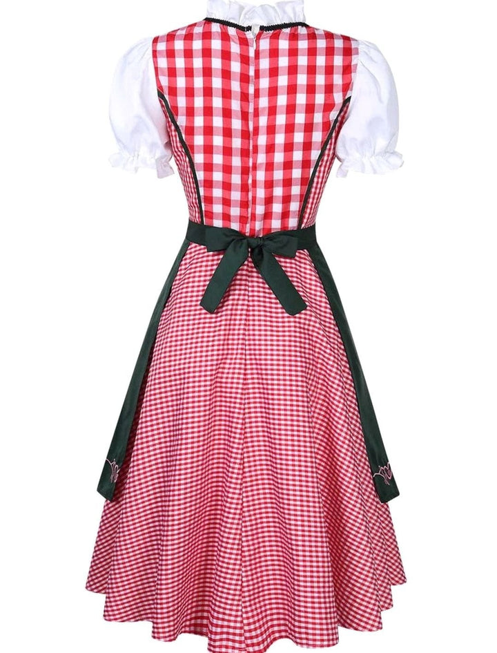 Rückansicht Trachtenkleid mit Karomuster und geschnürtem Rücken