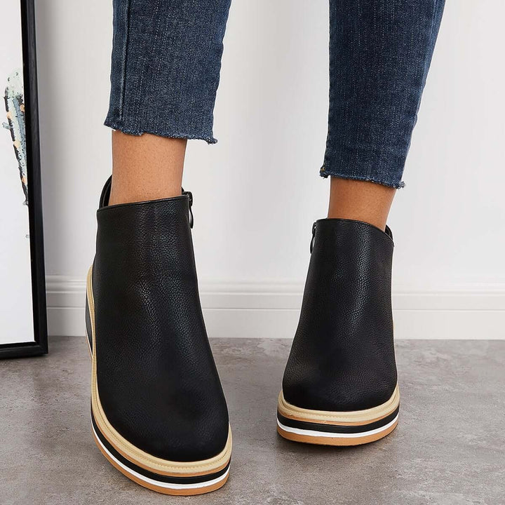 Damen Stiefeletten mit seitlichem Reißverschluss und Plateausohle - image 1