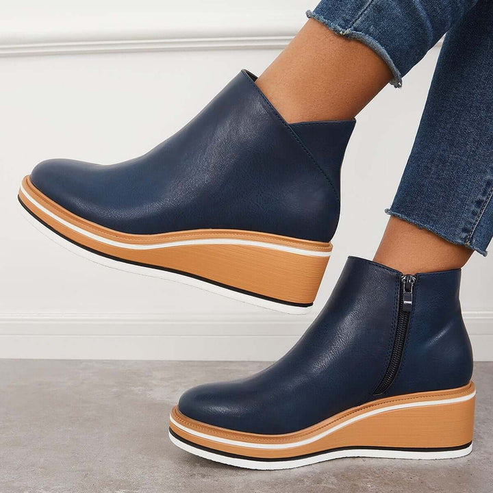 Damen Stiefeletten mit seitlichem Reißverschluss und Plateausohle - image 10