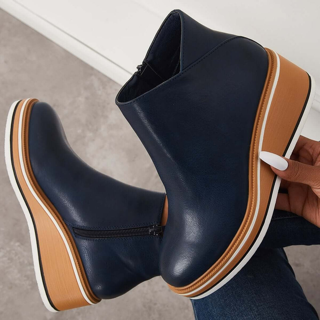 Damen Stiefeletten mit seitlichem Reißverschluss und Plateausohle - image 11