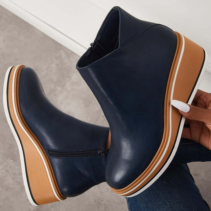 Damen Stiefeletten mit seitlichem Reißverschluss und Plateausohle - image 11
