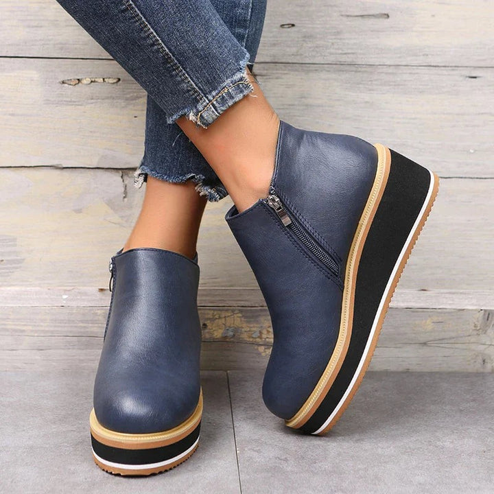 Damen Stiefeletten mit seitlichem Reißverschluss und Plateausohle - image 12