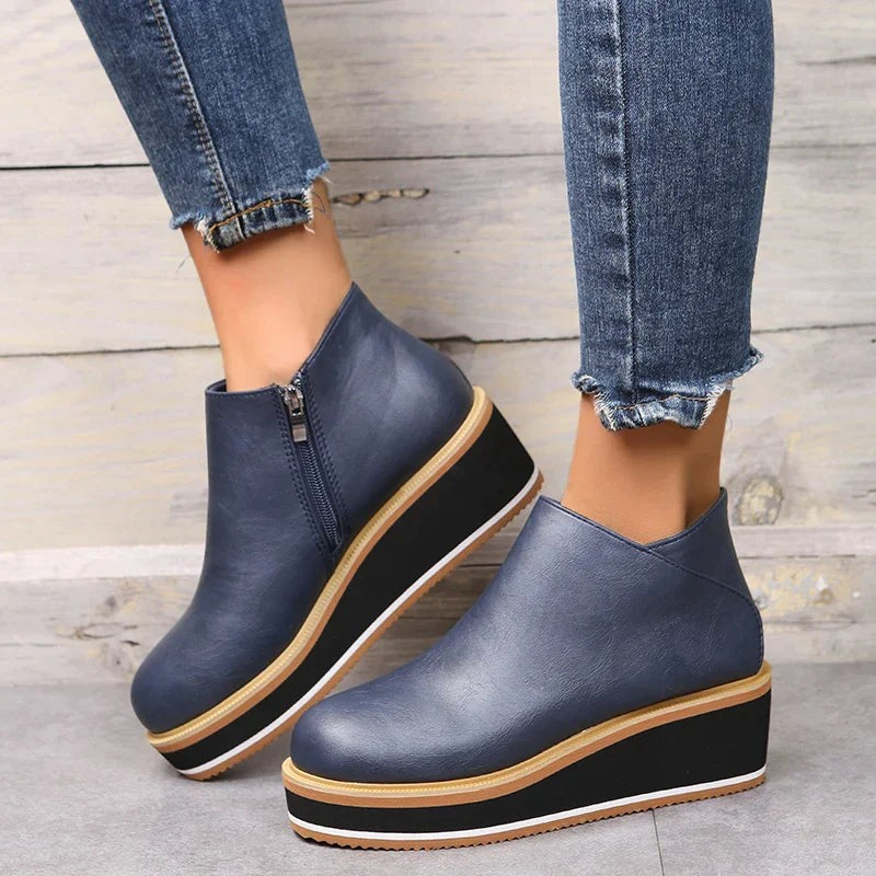 Damen Stiefeletten mit seitlichem Reißverschluss und Plateausohle - image 13